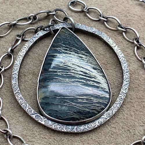 Alchemist - Feather Pyrite and Sterling Silver Necklace
