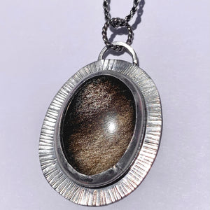 Halo - Golden Sheen Obsidian and Sterling Silver Necklace